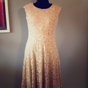Lace Cap-sleeve Fit-and-Flare Dress